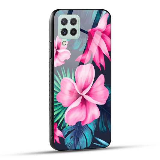 Samsung Galaxy A22 4G Back Cover Retro Flowers  Printed Glass Case