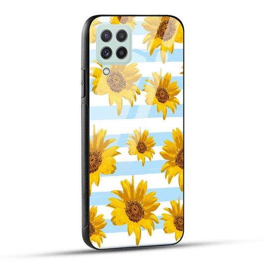 Samsung Galaxy A22 4G Back Cover Beautiful Sunflower Doodle Printed Glass Case