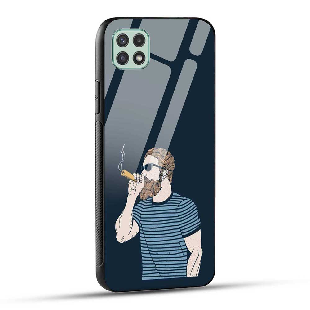 Samsung Galaxy A22 5G / F42 5G Back Cover Smoking Cigarette Chillum Man Attitude Glass Case