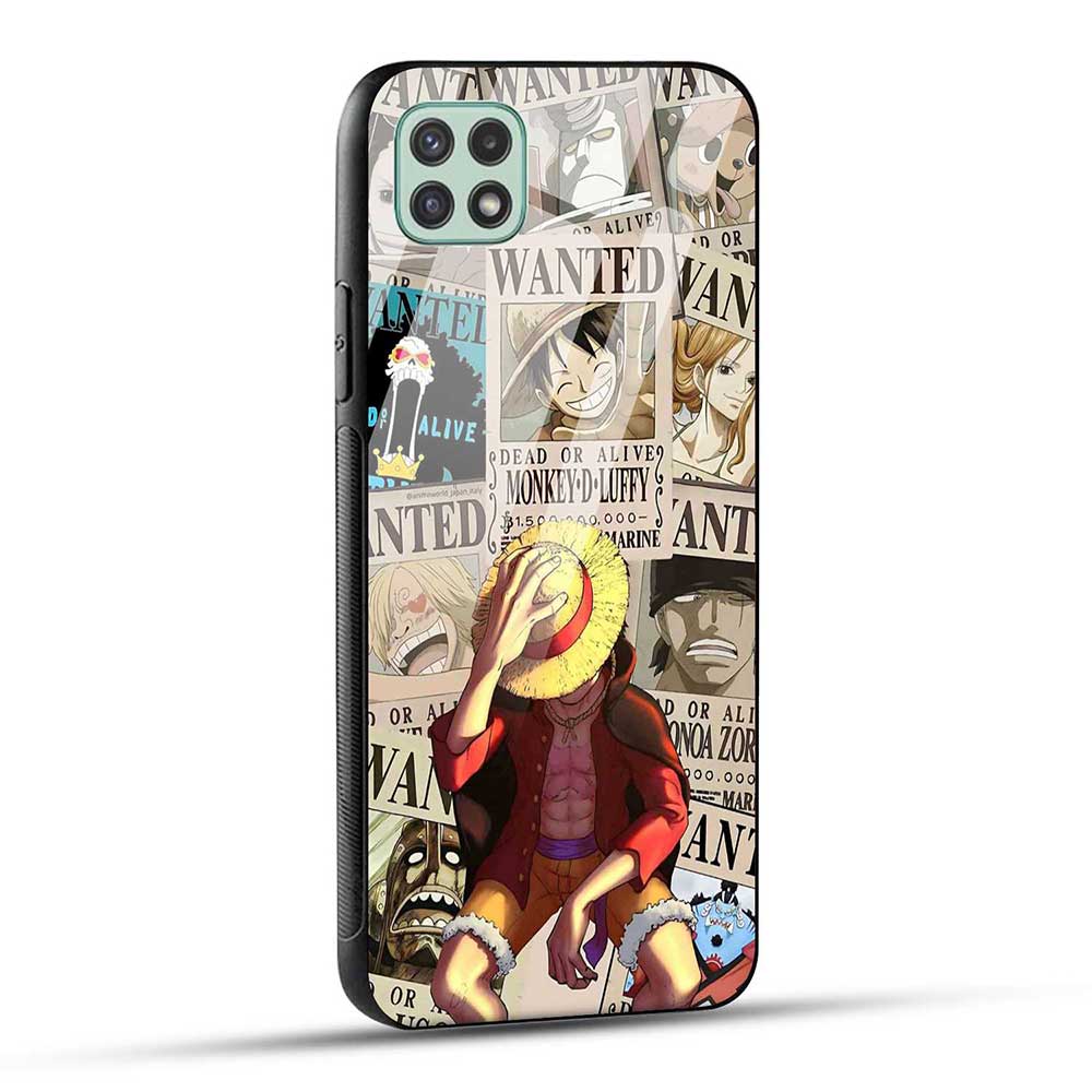 Samsung Galaxy A22 5G / F42 5G Back Cover Anime One Piece Wanted Luffy  Glass Case