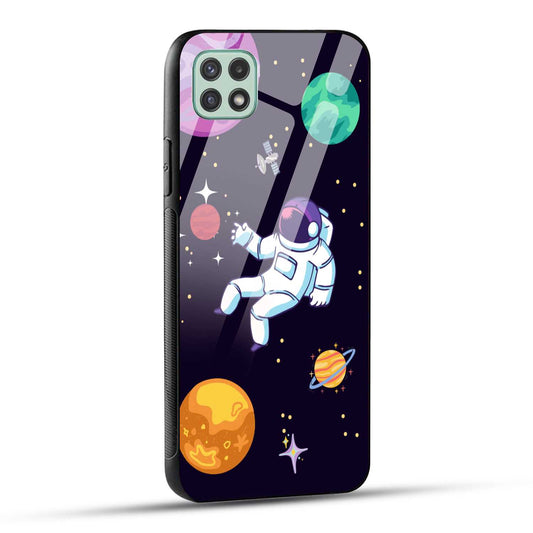 Samsung Galaxy A22 5G / Samsung Galaxy F42 5G Back Cover Colorful Illustration Astronaut Printed Glass Case