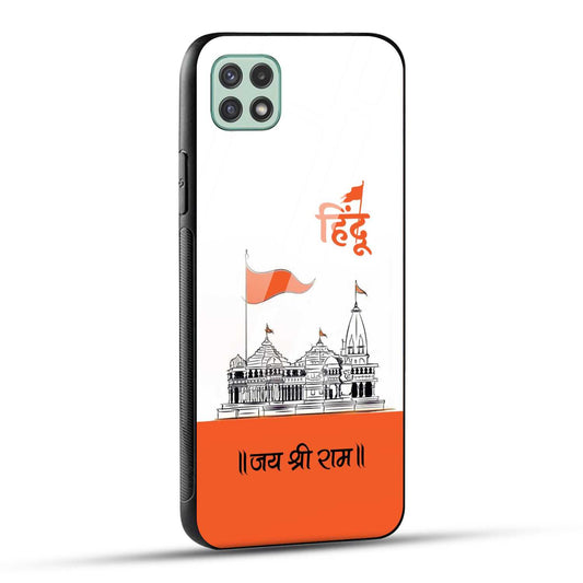 Samsung Galaxy A22 5G / Samsung Galaxy F42 5G Back Cover Jai Shree Ram Mandir Art Printed Glass Case