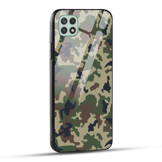 Samsung Galaxy A22 5G / Samsung Galaxy F42 5G Back Cover Army Pattern Printed Glass Case