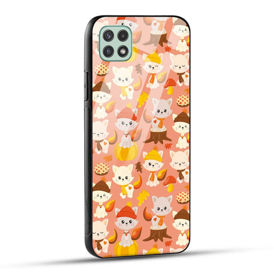 Samsung Galaxy A22 5G / Samsung Galaxy F42 5G Back Cover Cute Kittys Printed Glass Case