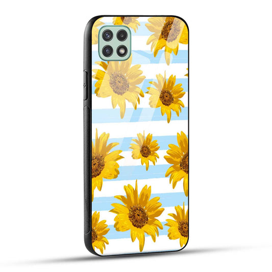 Samsung Galaxy A22 5G / Samsung Galaxy F42 5G Back Cover Beautiful Sunflower Doodle Printed Glass Case