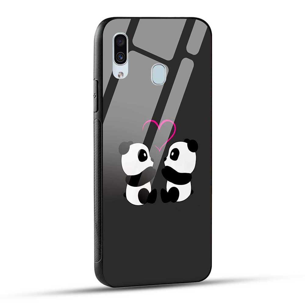 Samsung Galaxy A30 / A20 / M10s Back Cover Cute Cartoon Couple Love Glass Case