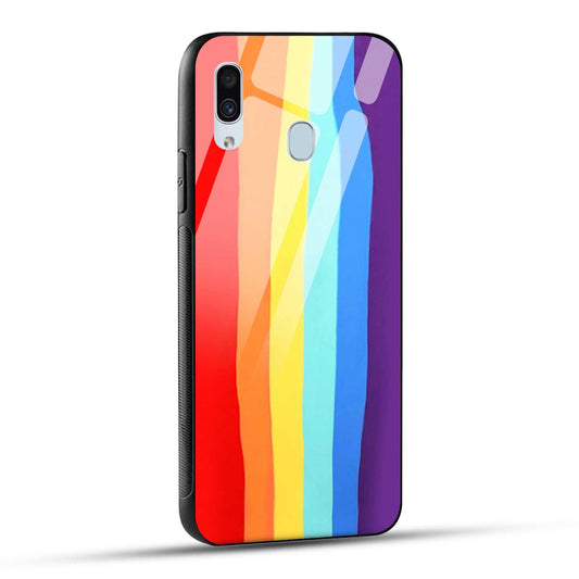 Samsung Galaxy A30 / Samsung Galaxy A20 / Samsung Galaxy M10s Back Cover Rainbow Color Printed Glass Case