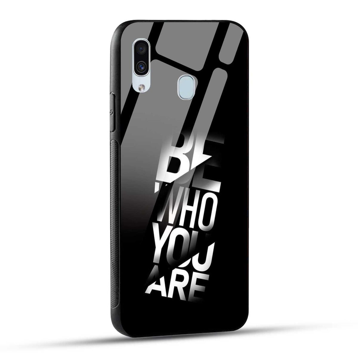 Samsung Galaxy A30 / Samsung Galaxy A20 / Samsung Galaxy M10s Back Cover Be Who You Are Printed Glass Case