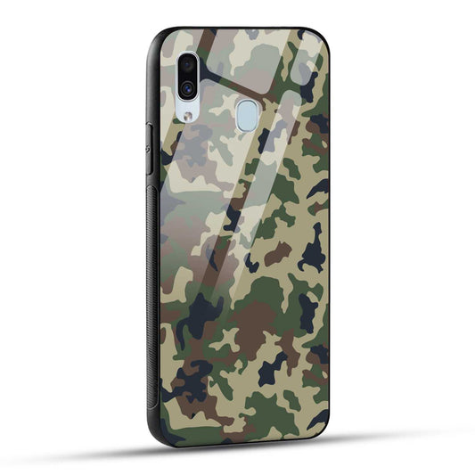 Samsung Galaxy A30 / Samsung Galaxy A20 / Samsung Galaxy M10s Back Cover Army Pattern Printed Glass Case