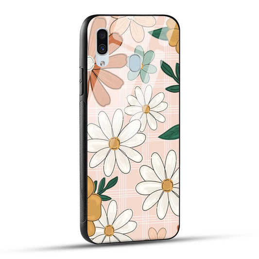 Samsung Galaxy A30 / Samsung Galaxy A20 / Samsung Galaxy M10s Back Cover Retro Flower Art Printed Glass Case