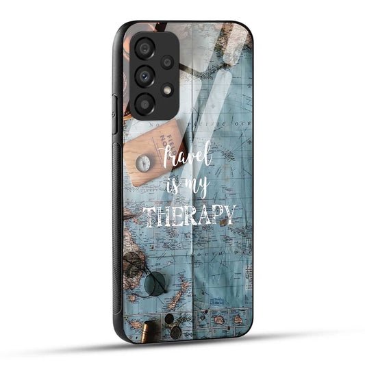Samsung Galaxy A73 5G Back Cover Travel Is My Therapy Printed Glass Case