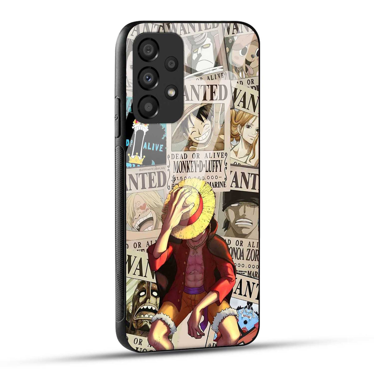 Samsung Galaxy A73 5G Back Cover Anime One Piece Wanted Luffy  Printed Glass Case