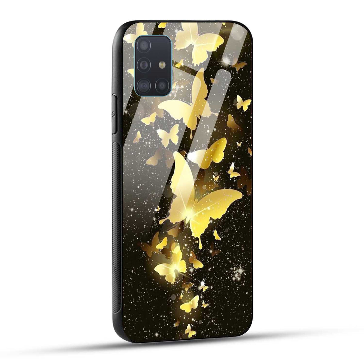 Samsung Galaxy A51 Back Cover Golden Butterfly Printed Glass Case
