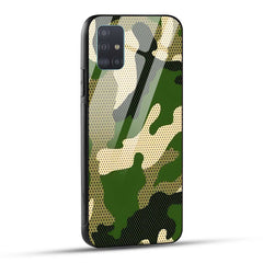 Samsung Galaxy A51 Back Cover Camouflage Printed Glass Case