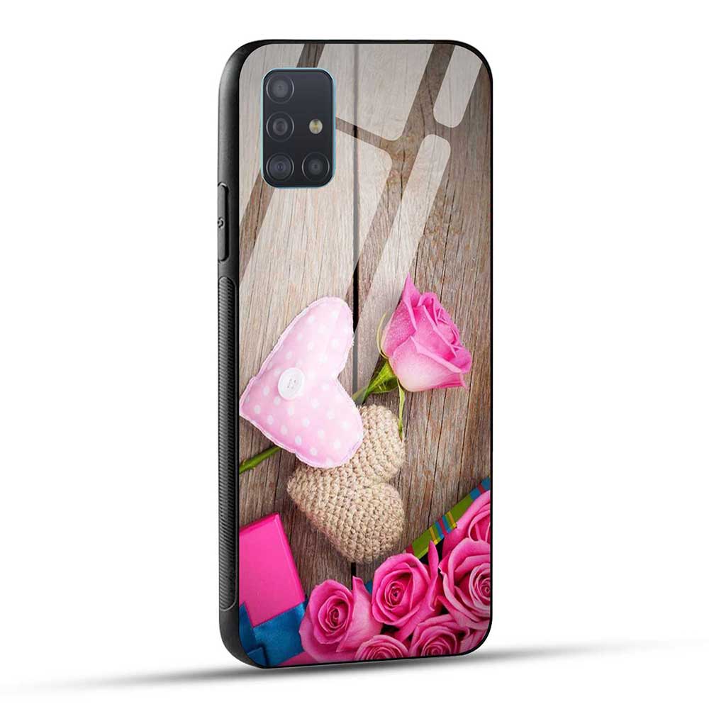 Samsung Galaxy A51 Back Cover Pink Roses Glass Case