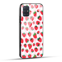 Samsung Galaxy A51 Back Cover Doodle Of Strawberries Printed Glass Case