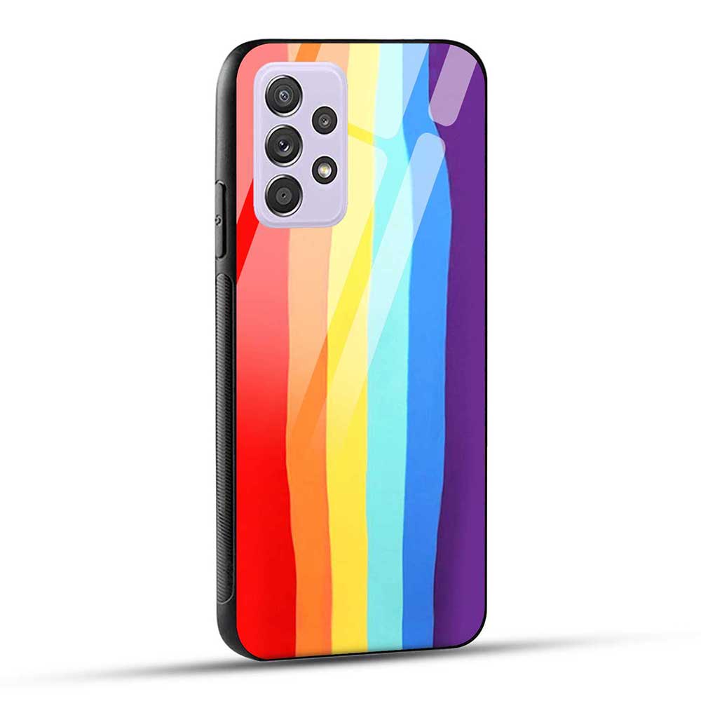 Samsung Galaxy A52 / A52 5G / A52S / A52s 5G Back Cover Color Gradient Rainbow Stripes Glass Case
