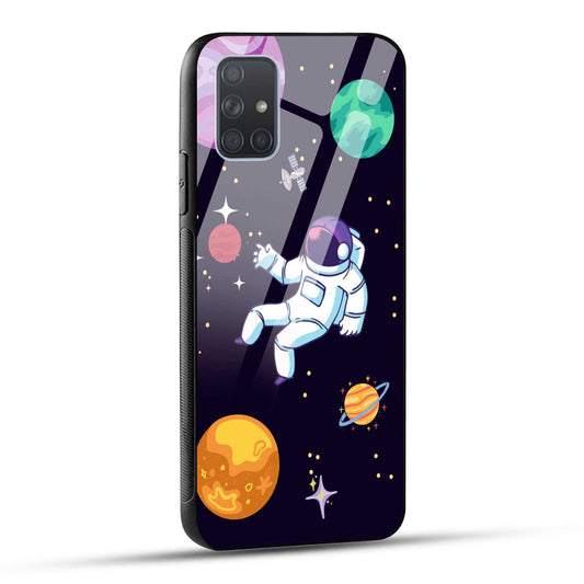 Samsung Galaxy A71 Back Cover Colorful Illustration Astronaut Printed Glass Case
