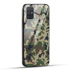 Samsung Galaxy A71 Back Cover Army Pattern Printed Glass Case