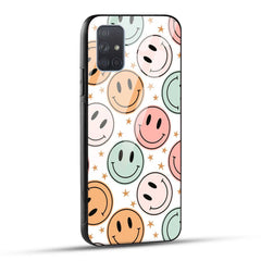 Samsung Galaxy A71 Back Cover Smiling Flowers And Stars Printed Glass Case