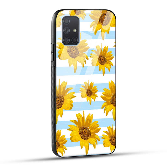 Samsung Galaxy A71 Back Cover Beautiful Sunflower Doodle Printed Glass Case