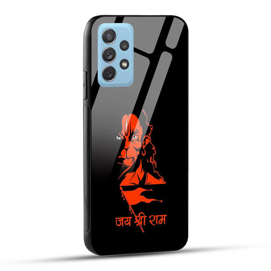 Samsung Galaxy A72 Back Cover Jay Shree Ram Bajrangballi Hanuman Printed Glass Case