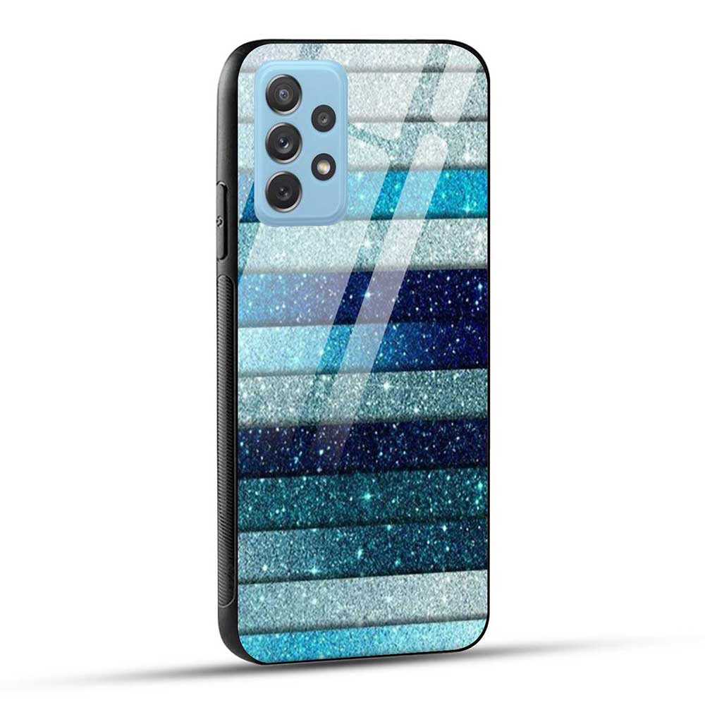 Samsung Galaxy A72 Back Cover Blue Glitter Glass Case