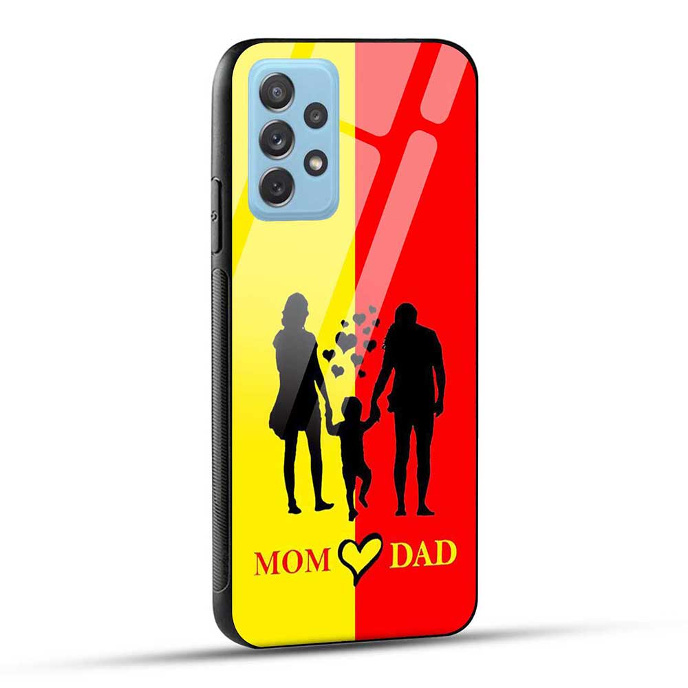 Samsung Galaxy A72 Back Cover Mom Dad Love Red Yellow Glass Case