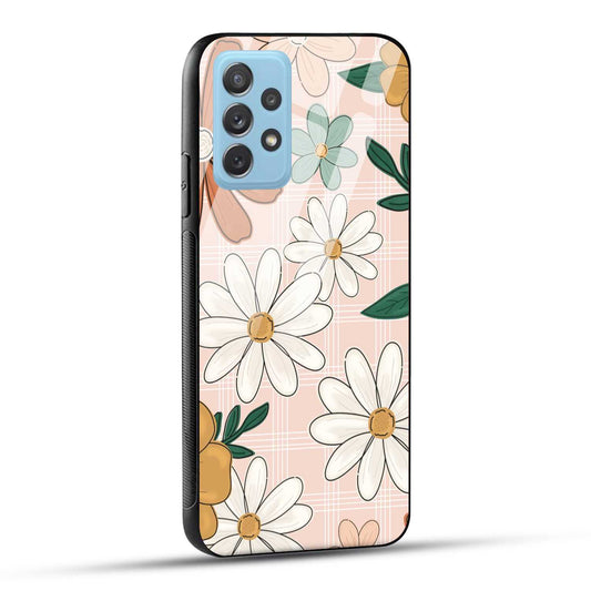 Samsung Galaxy A72 Back Cover Retro Flower Art Printed Glass Case