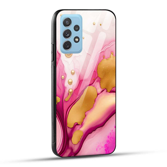 Samsung Galaxy A72 Back Cover Golden Marble Printed Glass Case