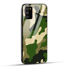 Samsung Galaxy M02s / Samsung Galaxy A03s / Samsung Galaxy F02S Back Cover Camouflage Printed Glass Case