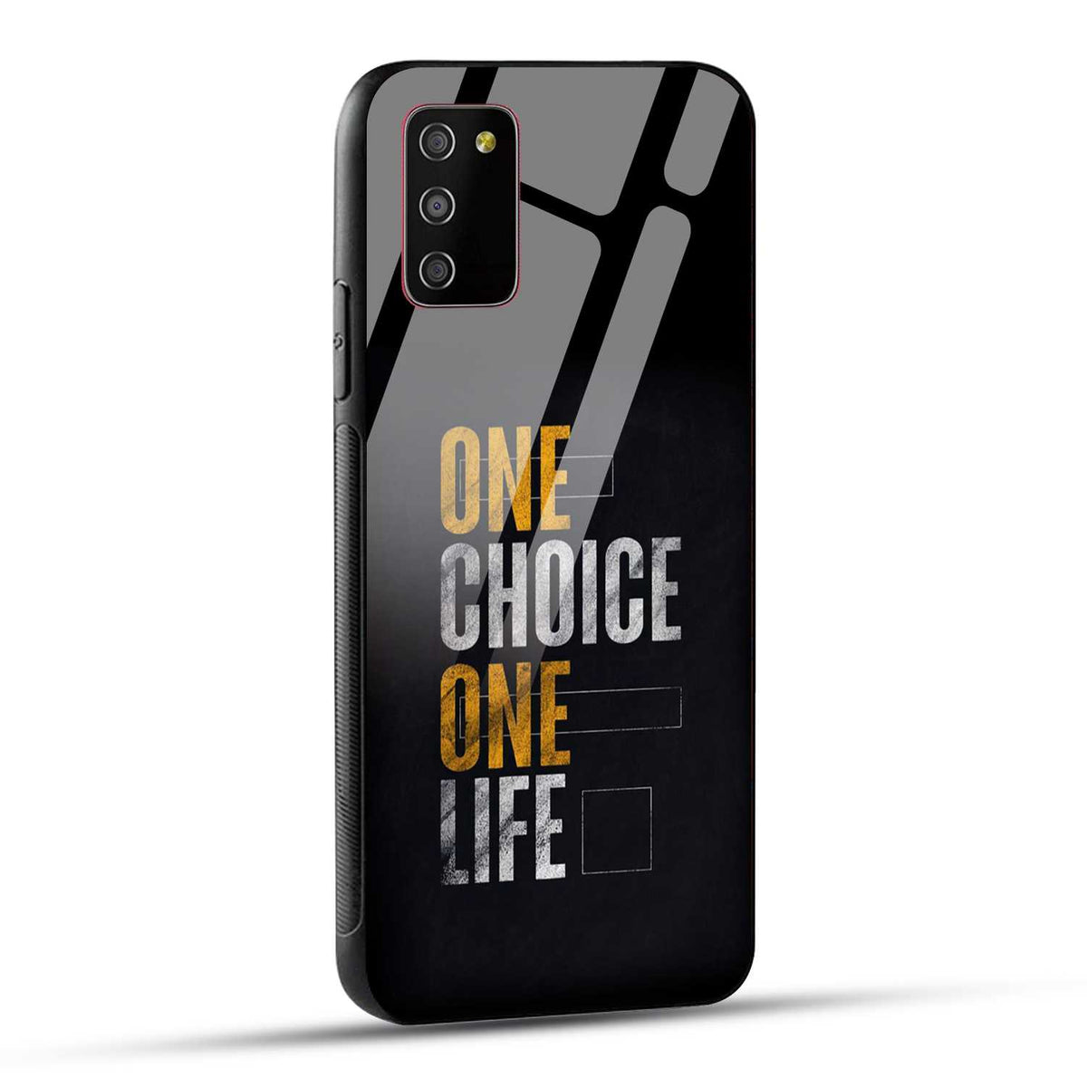 Samsung Galaxy M02s / Samsung Galaxy A03s / Samsung Galaxy F02S Back Cover One Choice One Life Printed Glass Case