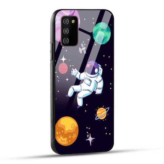 Samsung Galaxy M02s / Samsung Galaxy A03s / Samsung Galaxy F02S Back Cover Colorful Illustration Astronaut Printed Glass Case