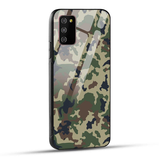 Samsung Galaxy M02s / Samsung Galaxy A03s / Samsung Galaxy F02S Back Cover Army Pattern Printed Glass Case