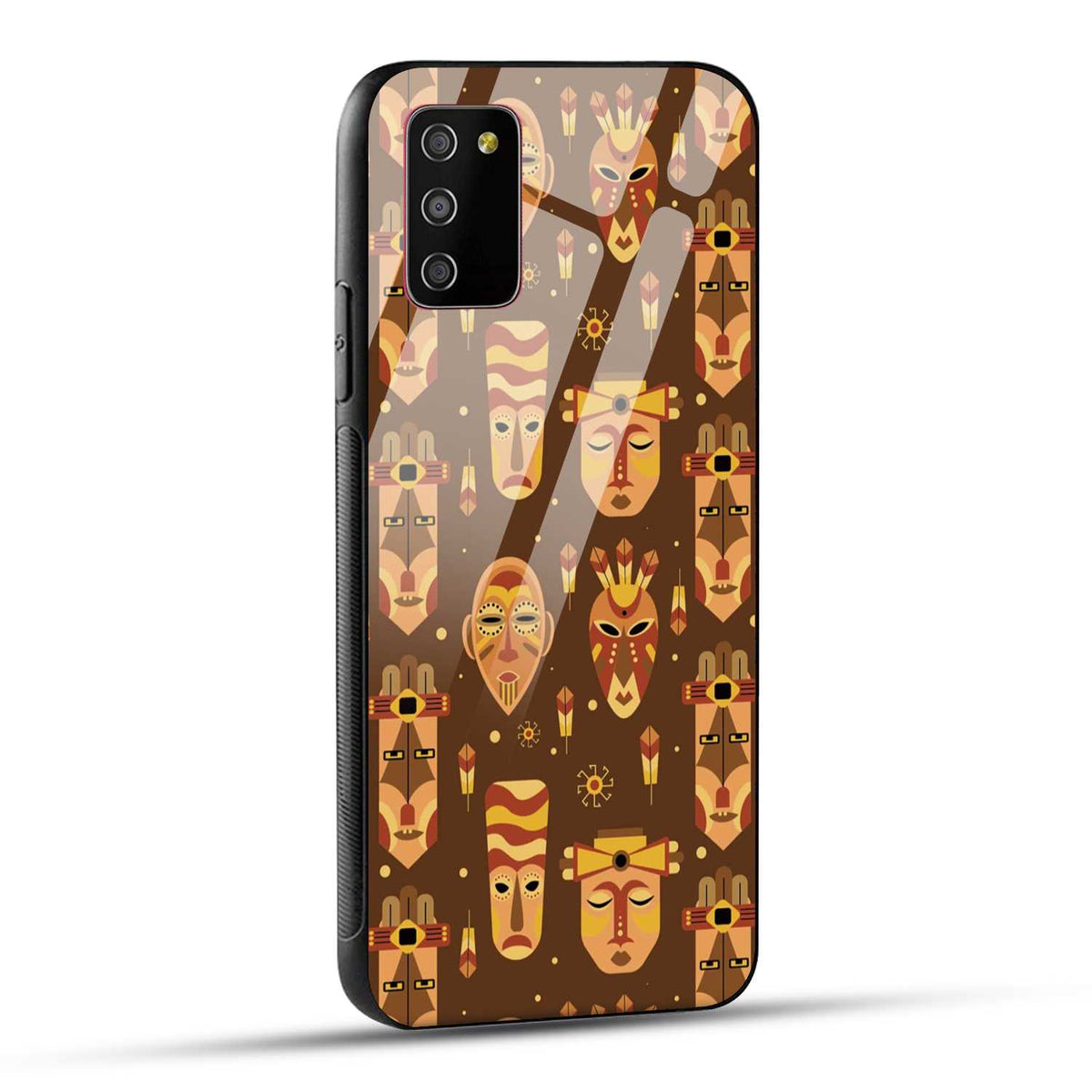 Samsung Galaxy M02s / Samsung Galaxy A03s / Samsung Galaxy F02S Back Cover Tribal African Mask Printed Glass Case