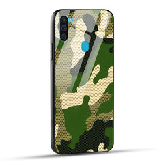 Samsung Galaxy M11 Back Cover Camouflage Printed Glass Case