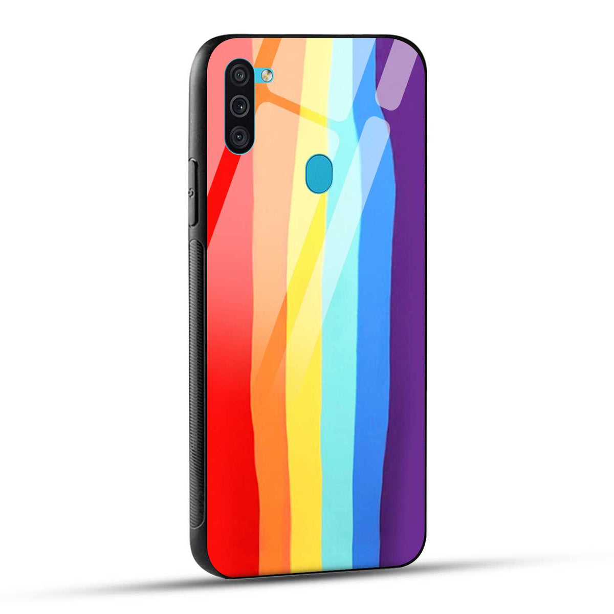 Samsung Galaxy M11 Back Cover Rainbow Color Printed Glass Case