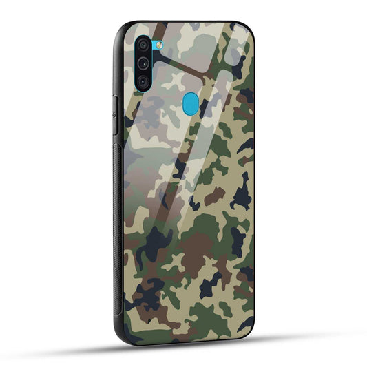 Samsung Galaxy M11 Back Cover Army Pattern Printed Glass Case