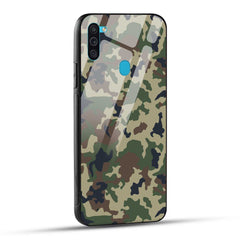 Samsung Galaxy M11 Back Cover Army Pattern Printed Glass Case