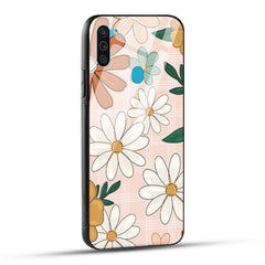 Samsung Galaxy M11 Back Cover Retro Flower Art Printed Glass Case