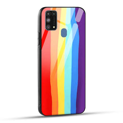 Samsung Galaxy M31 / Samsung Galaxy F41 / Samsung Galaxy M31 Prime Back Cover Rainbow Color Printed Glass Case