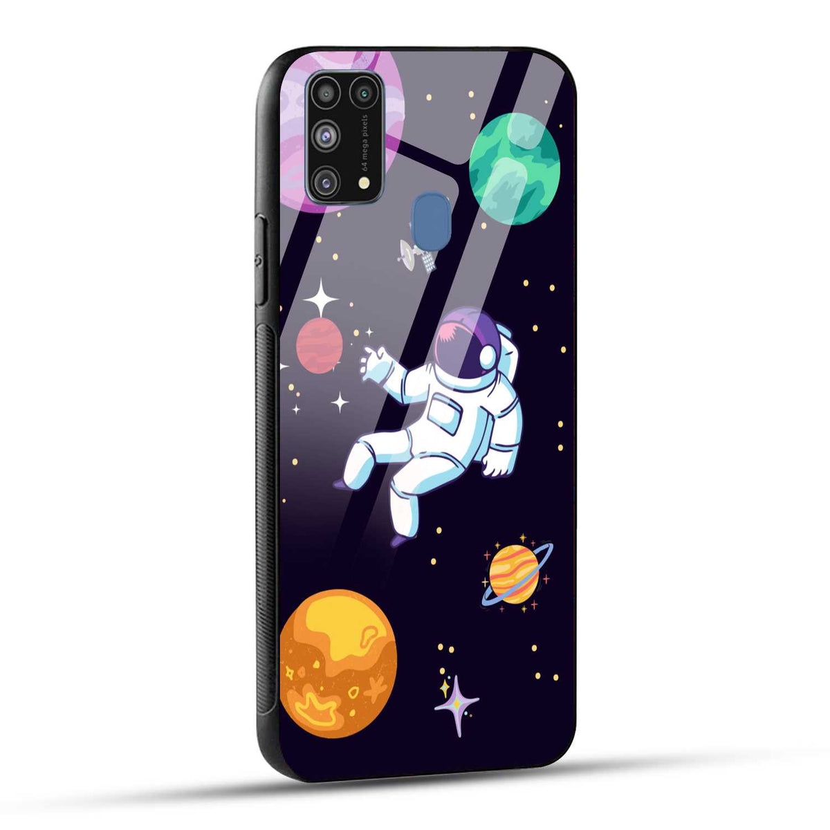 Samsung Galaxy M31 / Samsung Galaxy F41 / Samsung Galaxy M31 Prime Back Cover Colorful Illustration Astronaut Printed Glass Case