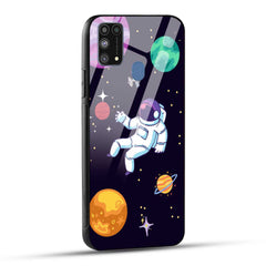 Samsung Galaxy M31 / Samsung Galaxy F41 / Samsung Galaxy M31 Prime Back Cover Colorful Illustration Astronaut Printed Glass Case