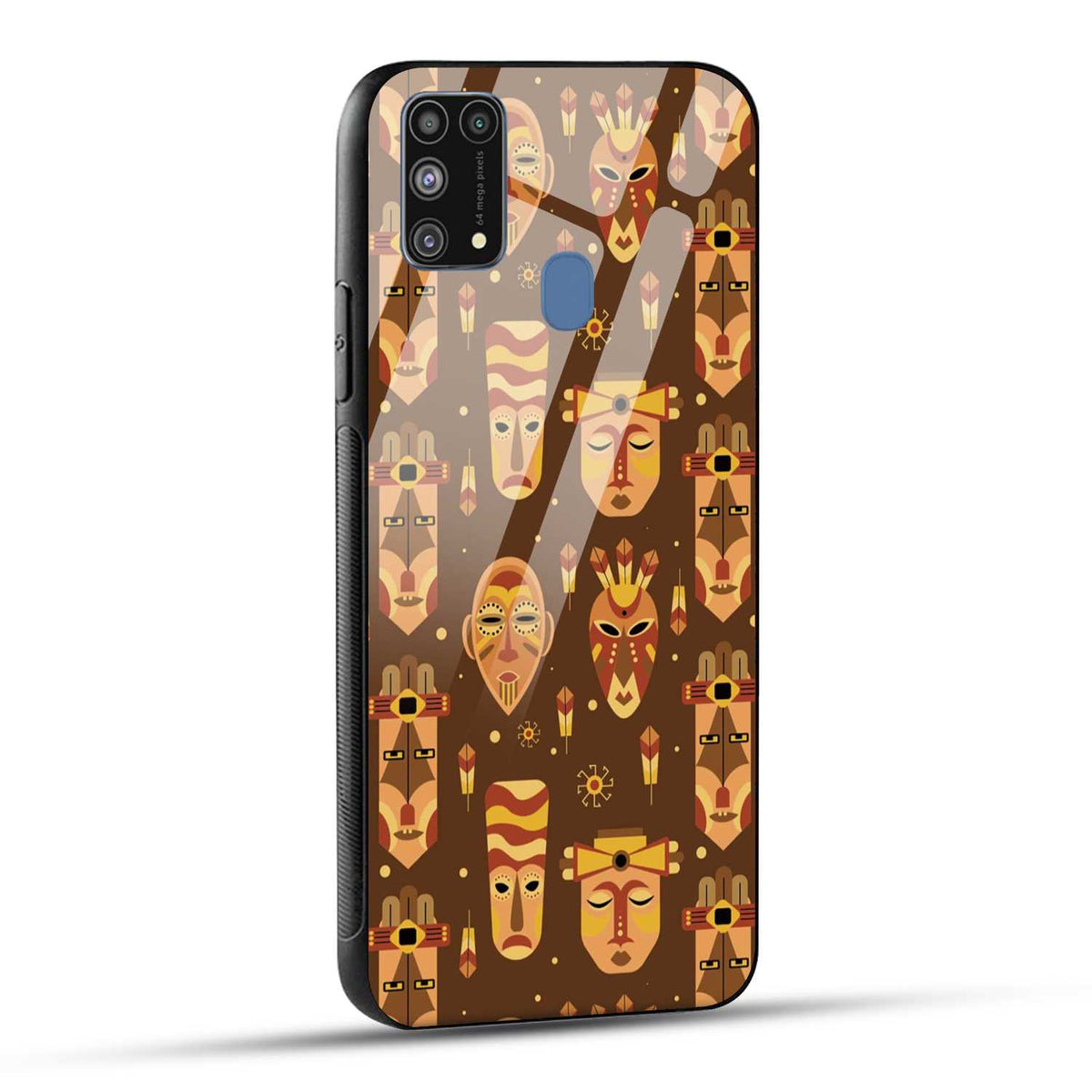 Samsung Galaxy M31 / Samsung Galaxy F41 / Samsung Galaxy M31 Prime Back Cover Tribal African Mask Printed Glass Case