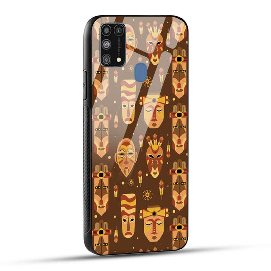 Samsung Galaxy M31 / Samsung Galaxy F41 / Samsung Galaxy M31 Prime Back Cover Tribal African Mask Printed Glass Case