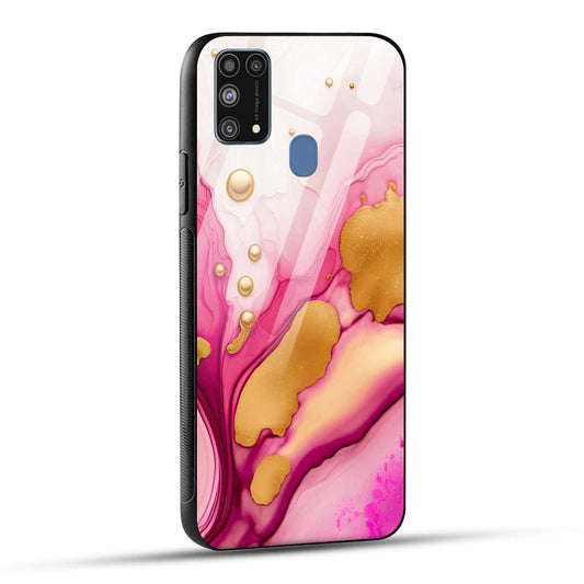 Samsung Galaxy M31 / Samsung Galaxy F41 / Samsung Galaxy M31 Prime Back Cover Golden Marble Printed Glass Case