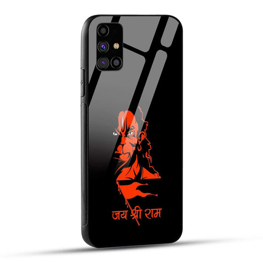 Samsung Galaxy M31s Back Cover Jay Shree Ram Bajrangballi Hanuman Printed Glass Case