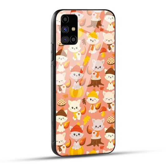 Samsung Galaxy M31s Back Cover Cute Kittys Printed Glass Case