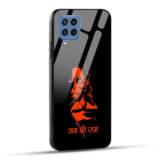 Samsung Galaxy M32 / Samsung Galaxy F22 Back Cover Jay Shree Ram Bajrangballi Hanuman Printed Glass Case