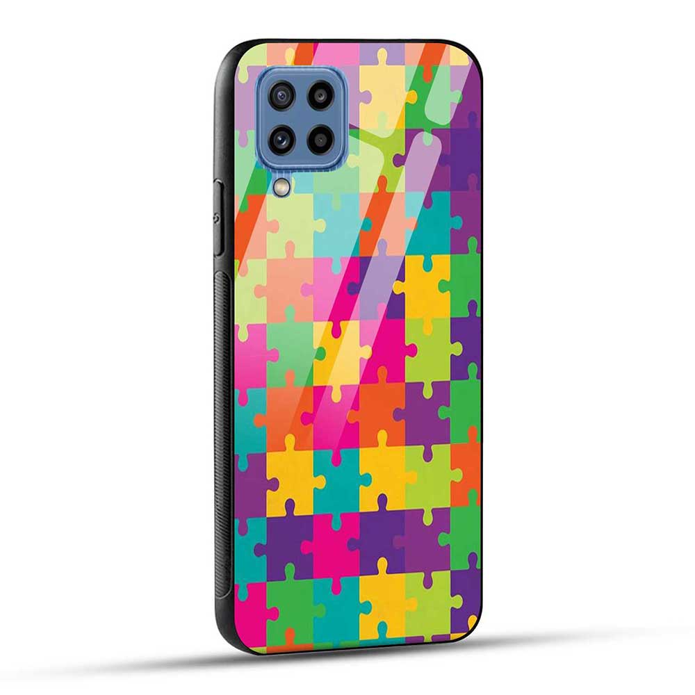 Samsung Galaxy M53 5G Back Cover Colorful Puzzle Glass Case
